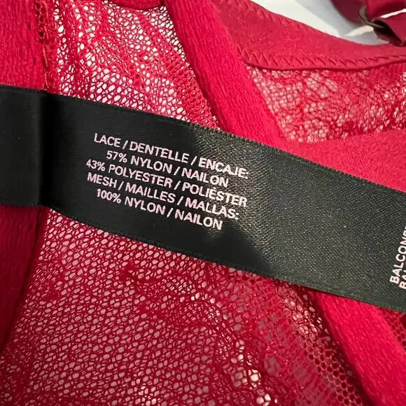 Victoria’s Secret Balconette Bra 32C Strappy Red Lace Long Line Corset Push Up - Picture 4 of 11